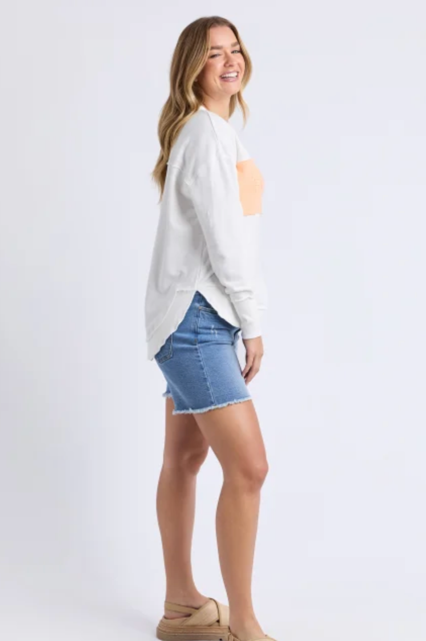 Foxwood Simplified Tonal Crew - White/Peach