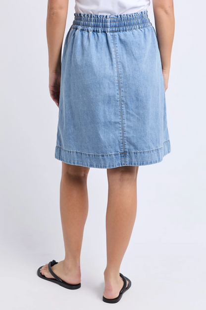 Elm Paisley Denim Skirt - Lt Blue Wash