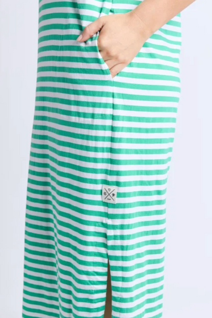 Elm Merry Tee Dress - Green/White/Blue
