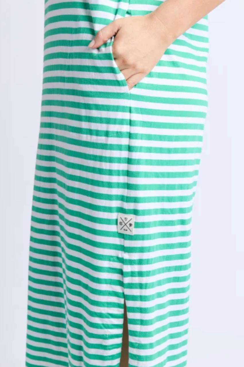 Elm Merry Tee Dress - Green/White/Blue