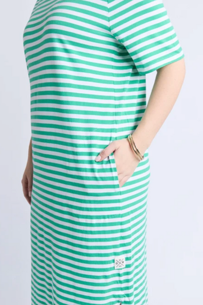 Elm Merry Tee Dress - Green/White/Blue