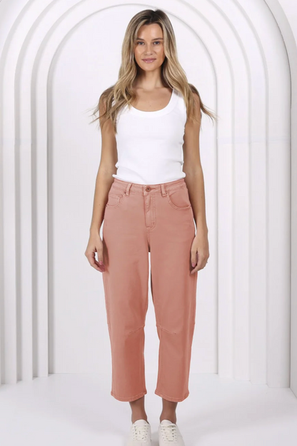 Monaco "Toni" Barrel Leg Jeans - Rosy