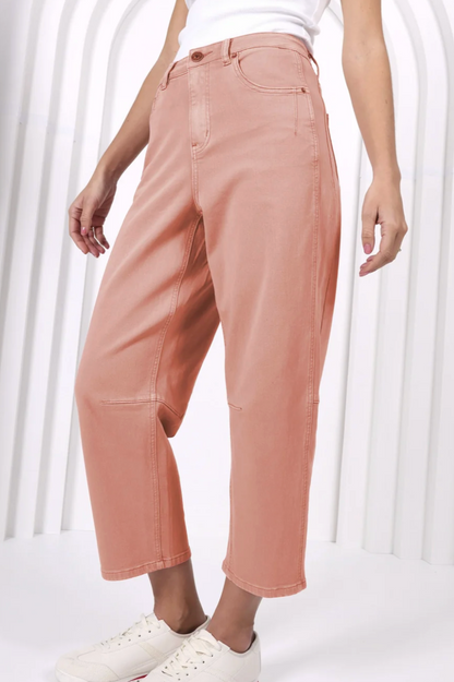 Monaco "Toni" Barrel Leg Jeans - Rosy