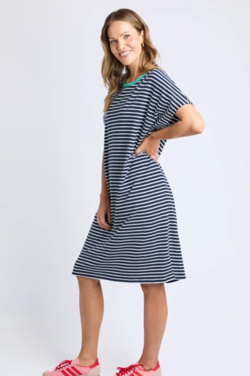 Elm Sabrina Dress - Navy/White