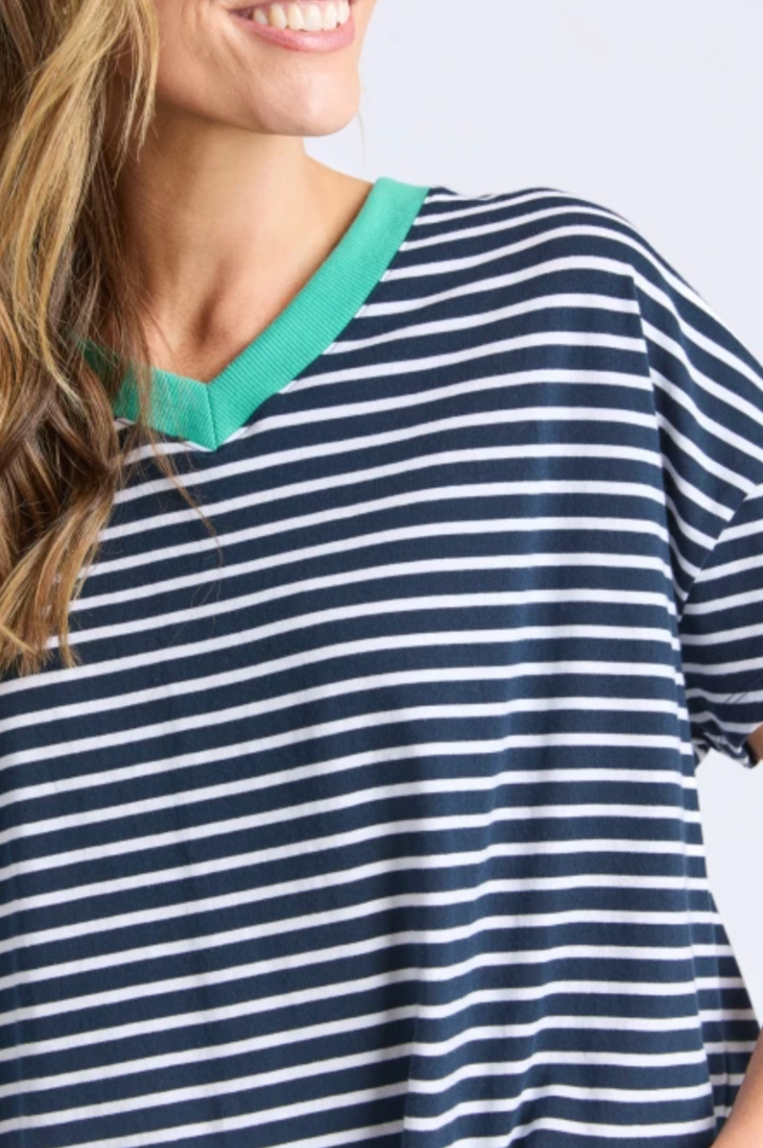 Elm Sabrina Tee - Navy/Wh Stripe