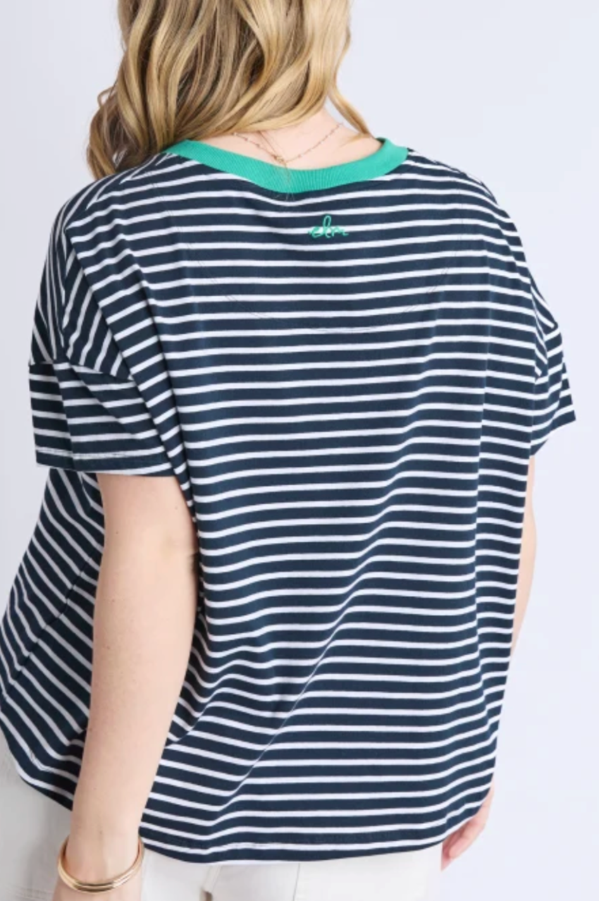 Elm Sabrina Tee - Navy/Wh Stripe