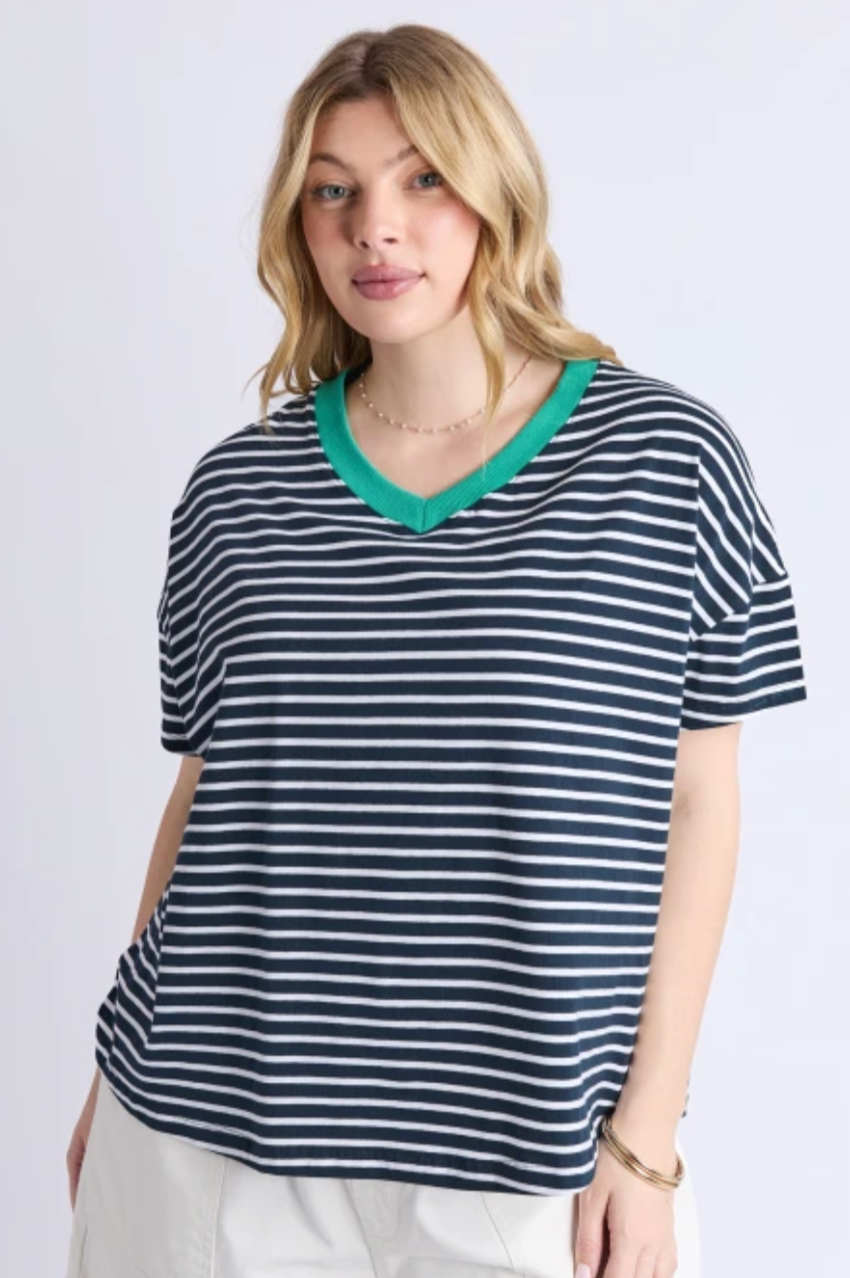 Elm Sabrina Tee - Navy/Wh Stripe