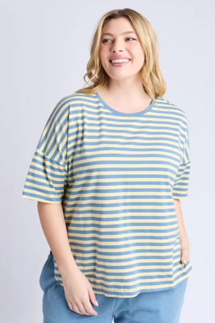 Elm Lauren S/S Tee - Blue/Yellow Stripe