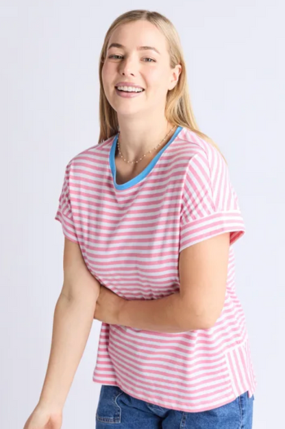 Elm Jarrah Stripe S/S Tee - Pink/White/Azure