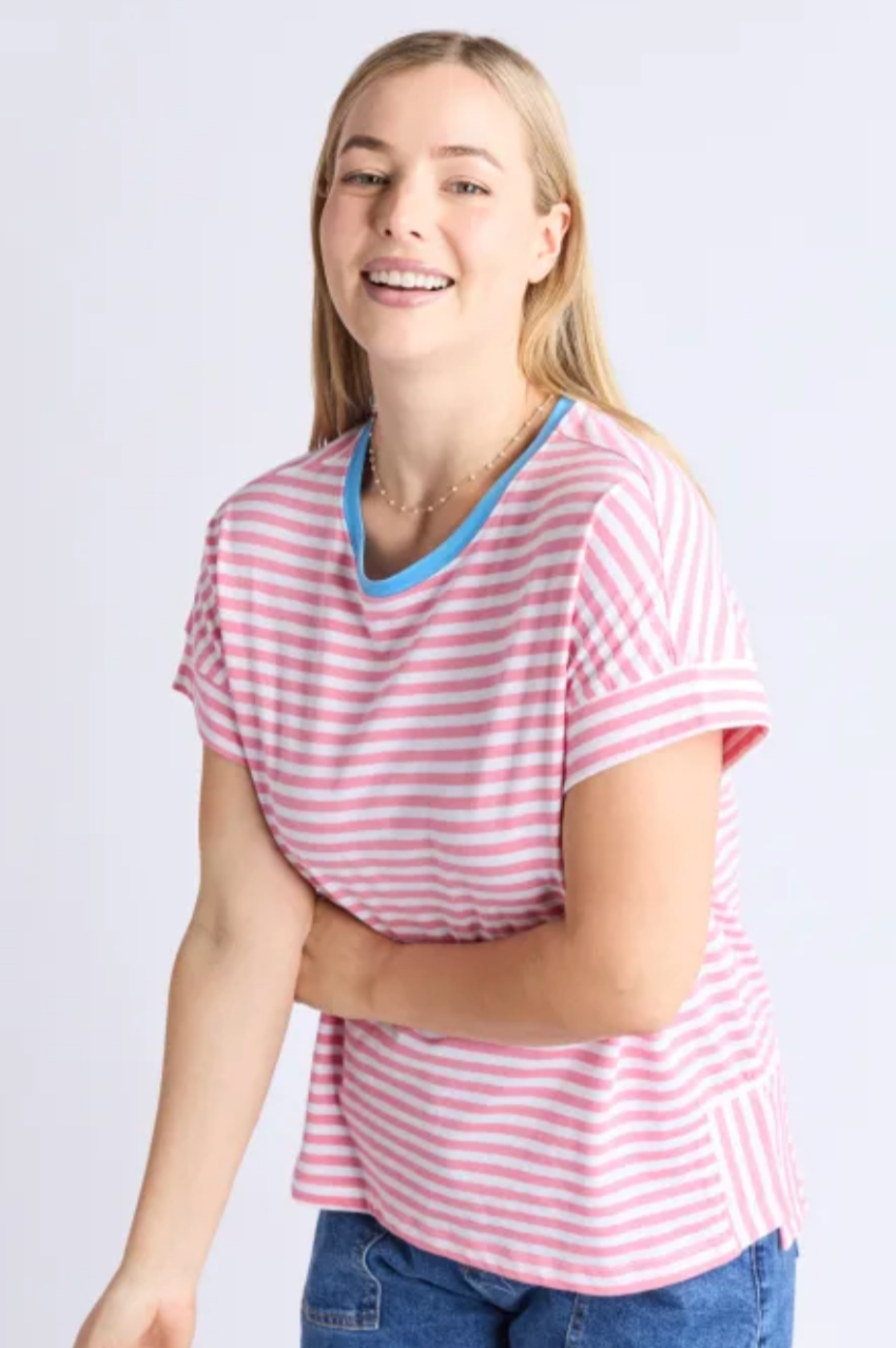 Elm Jarrah Stripe S/S Tee - Pink/White/Azure