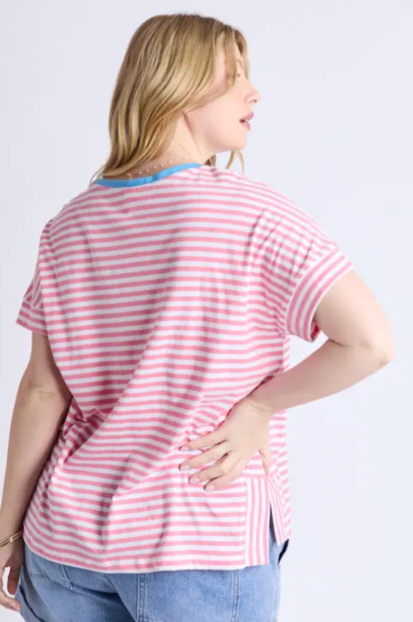 Elm Jarrah Stripe S/S Tee - Pink/White/Azure