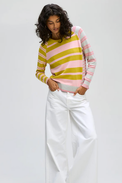 Crazy Stripe Crew - Chartreuse
