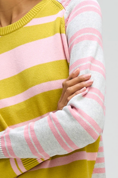 Crazy Stripe Crew - Chartreuse