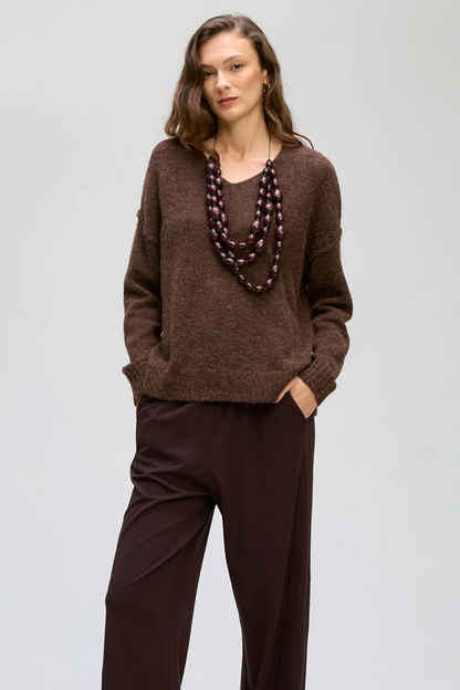 Fluffy V Neck - Cocoa