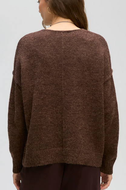Fluffy V Neck - Cocoa