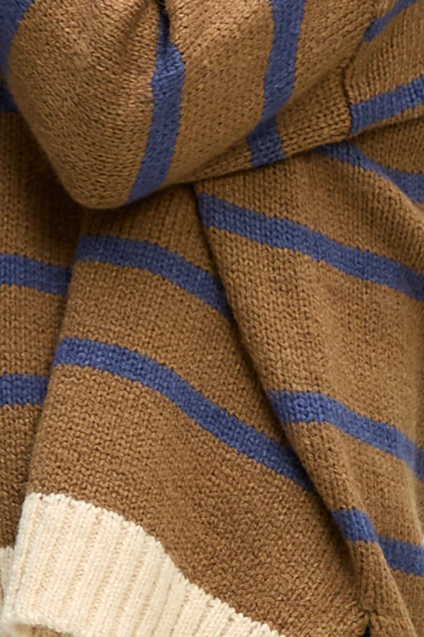 Cozy Stripe V Neck - Birch