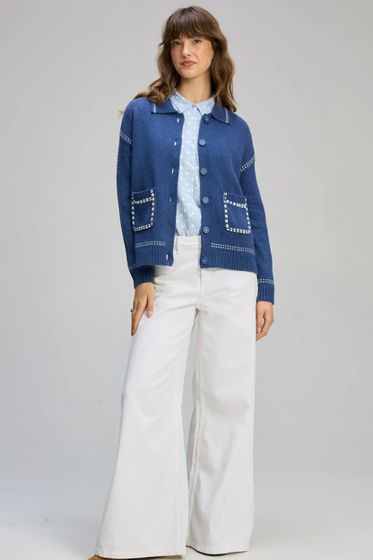 Tailored Cardi - Indigo