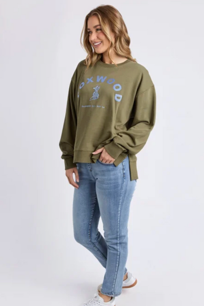 Foxwood Effortless Contrast Crew - Moss