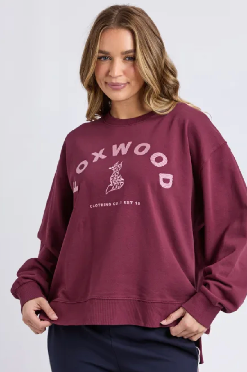 Foxwood Effortless Contrast Crew - Wine