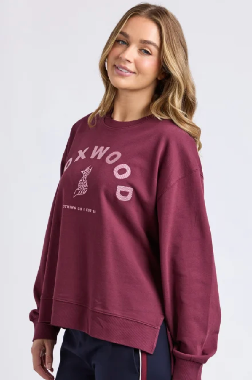Foxwood Effortless Contrast Crew - Wine