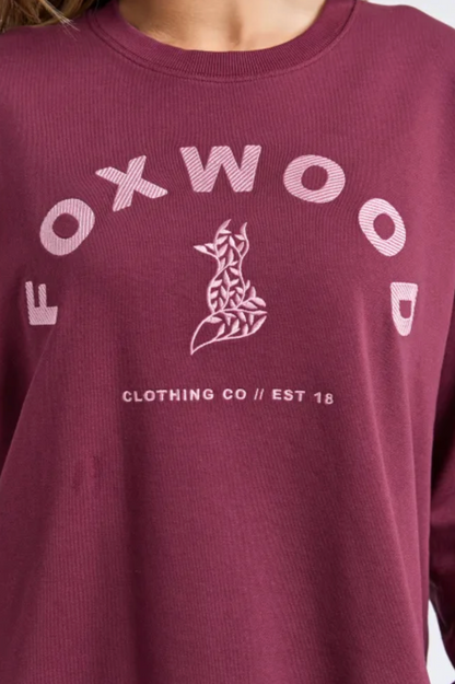 Foxwood Effortless Contrast Crew - Wine