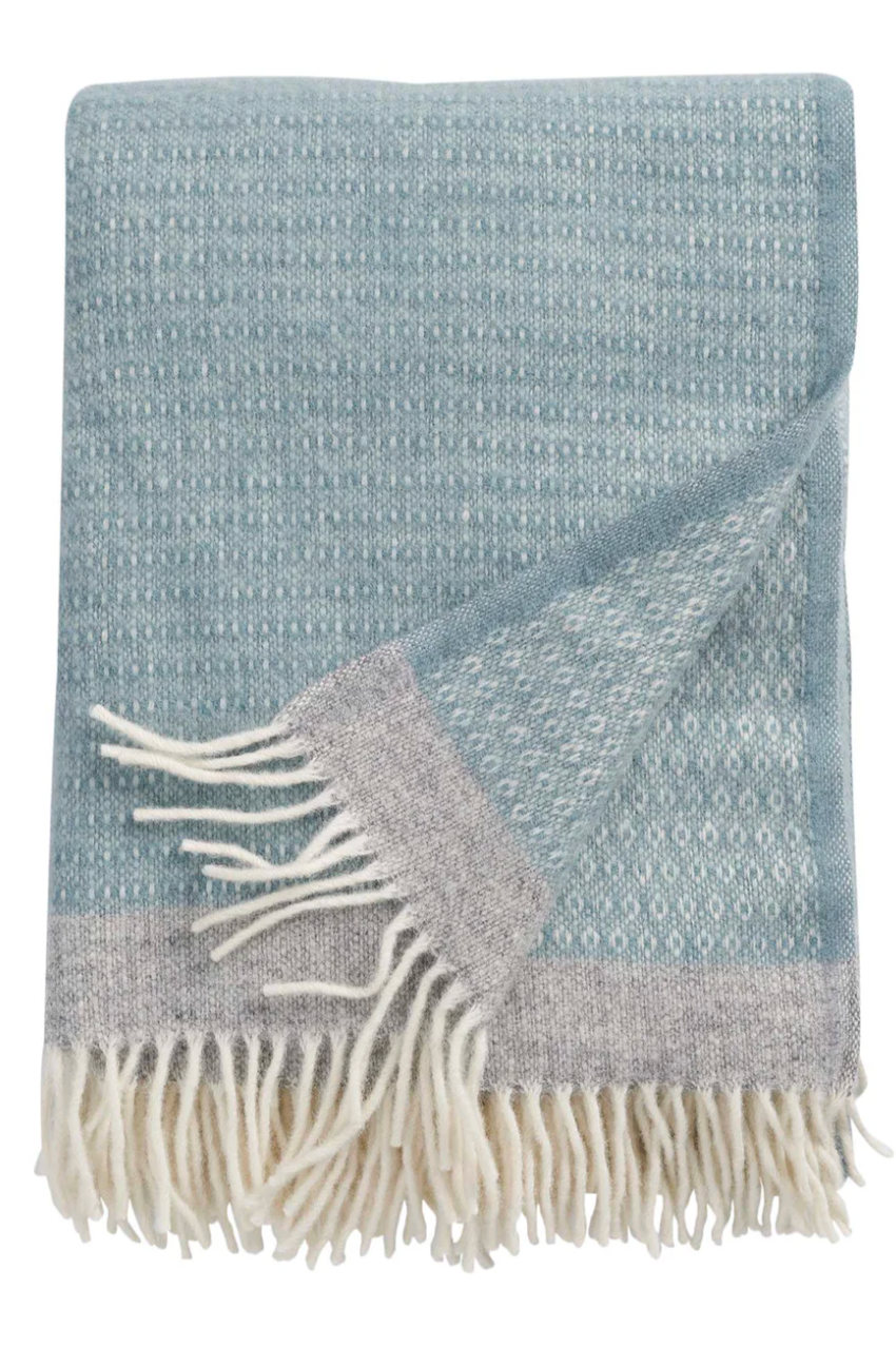 Harald Lambswool Blanket - Dusty Blue