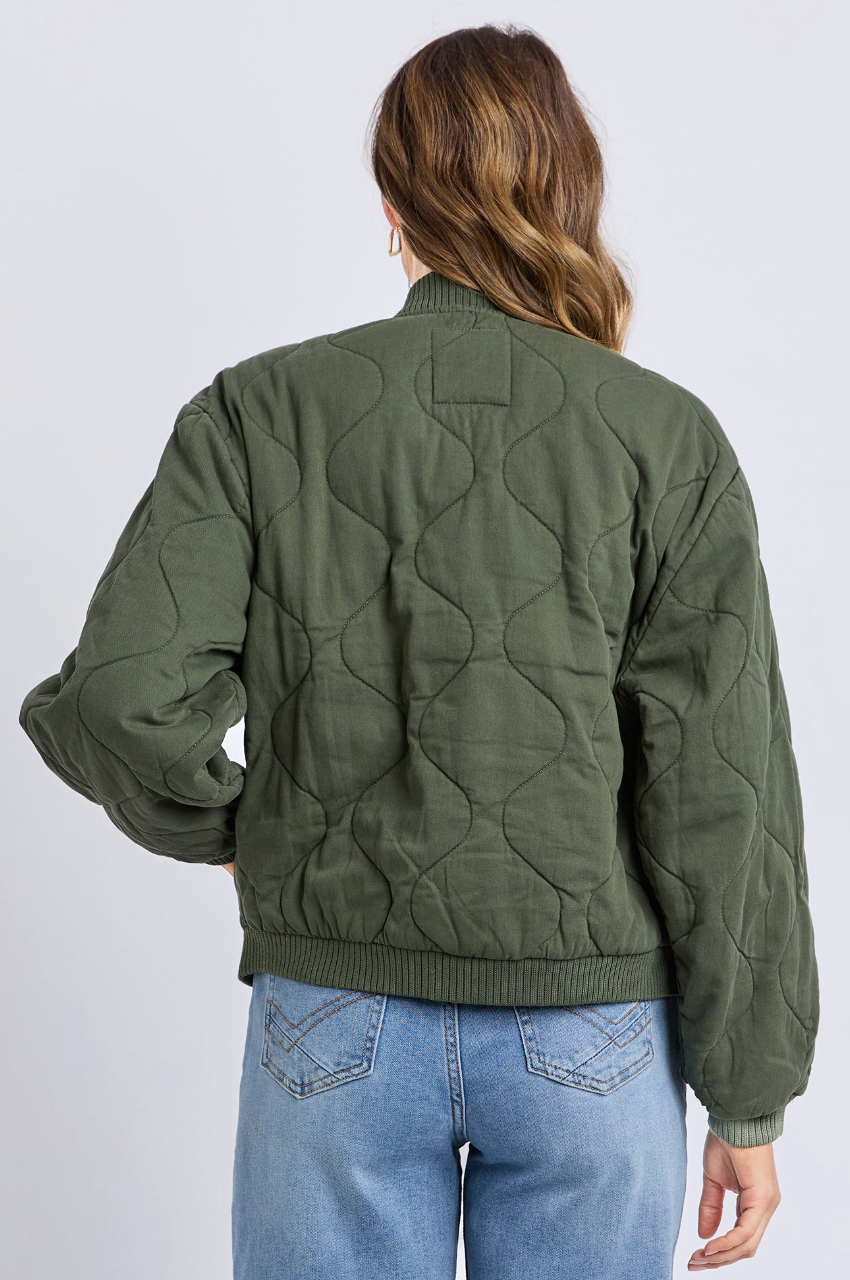 Elm Jean Bomber Jacket - Clover