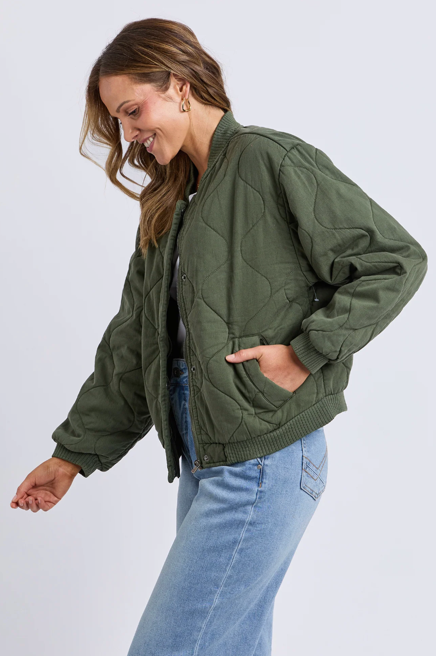 Elm Jean Bomber Jacket - Clover