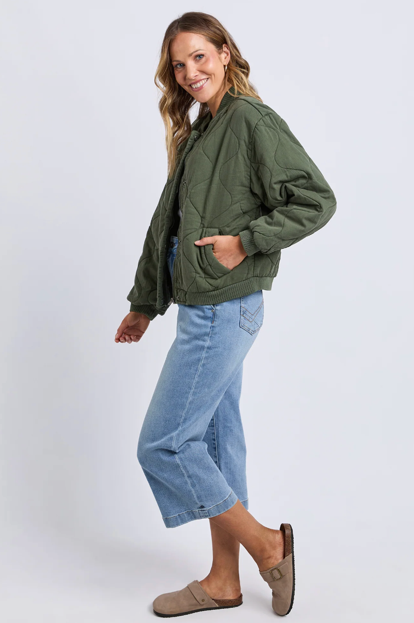 Elm Jean Bomber Jacket - Clover