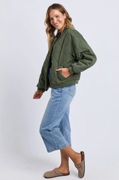 Elm Jean Bomber Jacket - Clover