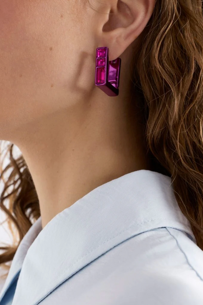 Jilsa Small Hoop Earrings - Fuchsia