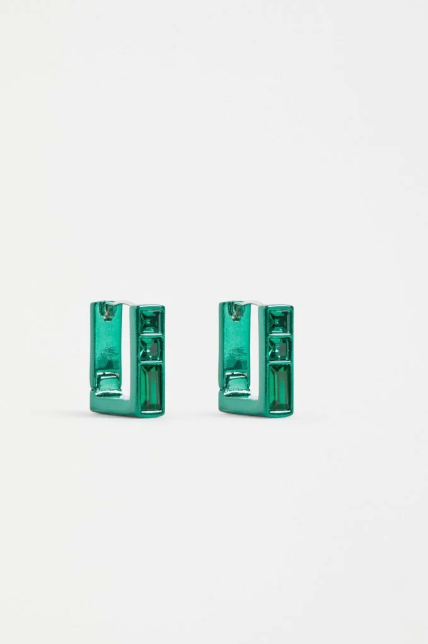 Jilsa Small Hoop Earrings - Forest Green