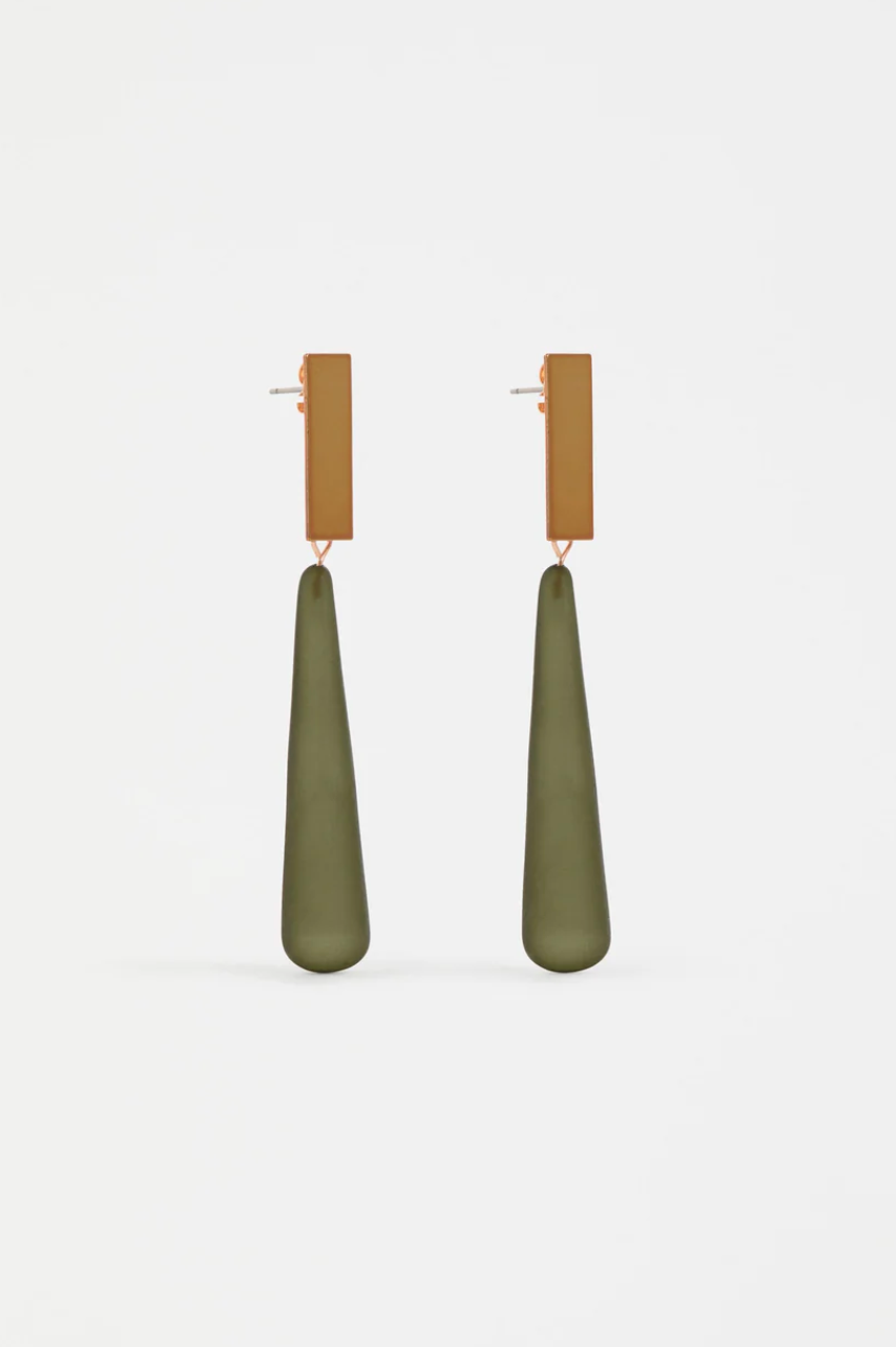 Elk Arens Drop Earring - Dark Olive