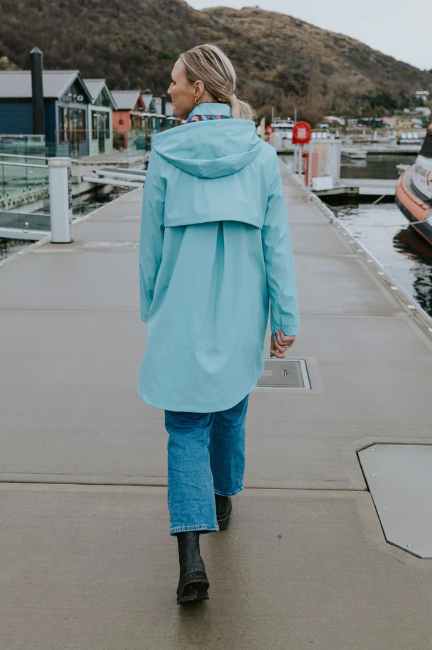 Moke Billie Raincoat - Aqua/Evie Aqua Trails