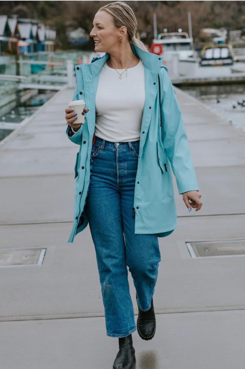 Moke Billie Raincoat - Aqua/Evie Aqua Trails