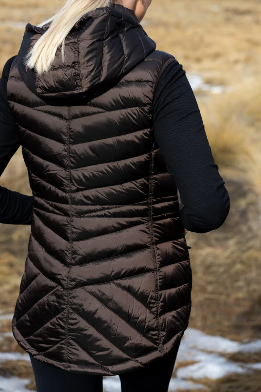 Moke Mary Claire Puffer Vest - Chocolate