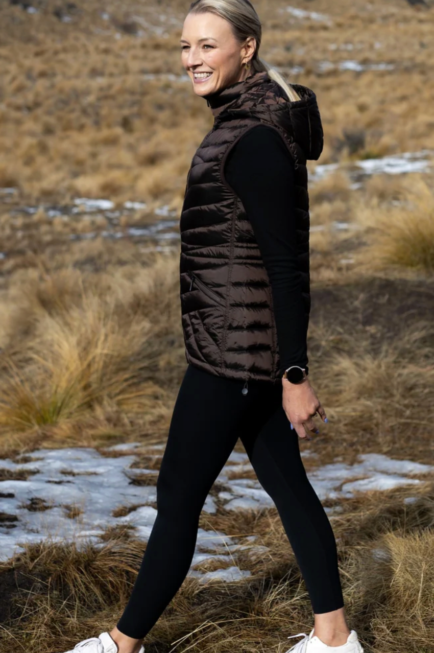 Moke Mary Claire Puffer Vest - Chocolate