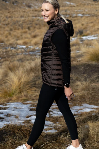 Moke Mary Claire Puffer Vest - Chocolate