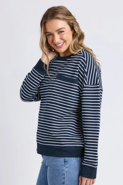 Foxwood Original Stripe Crew - Navy/White