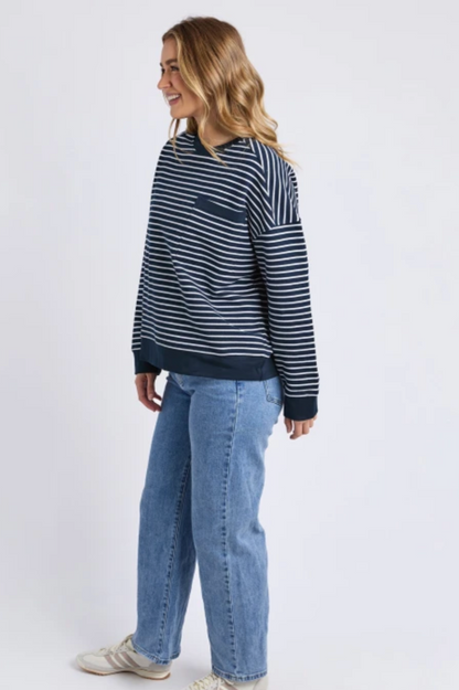 Foxwood Original Stripe Crew - Navy/White