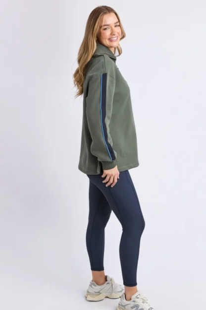 Foxwood Knit Collar Crew - Khaki