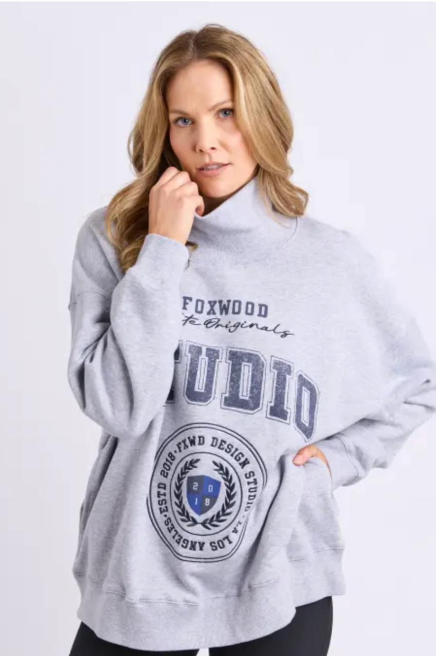 Foxwood Studio Mock Neck Crew - Grey