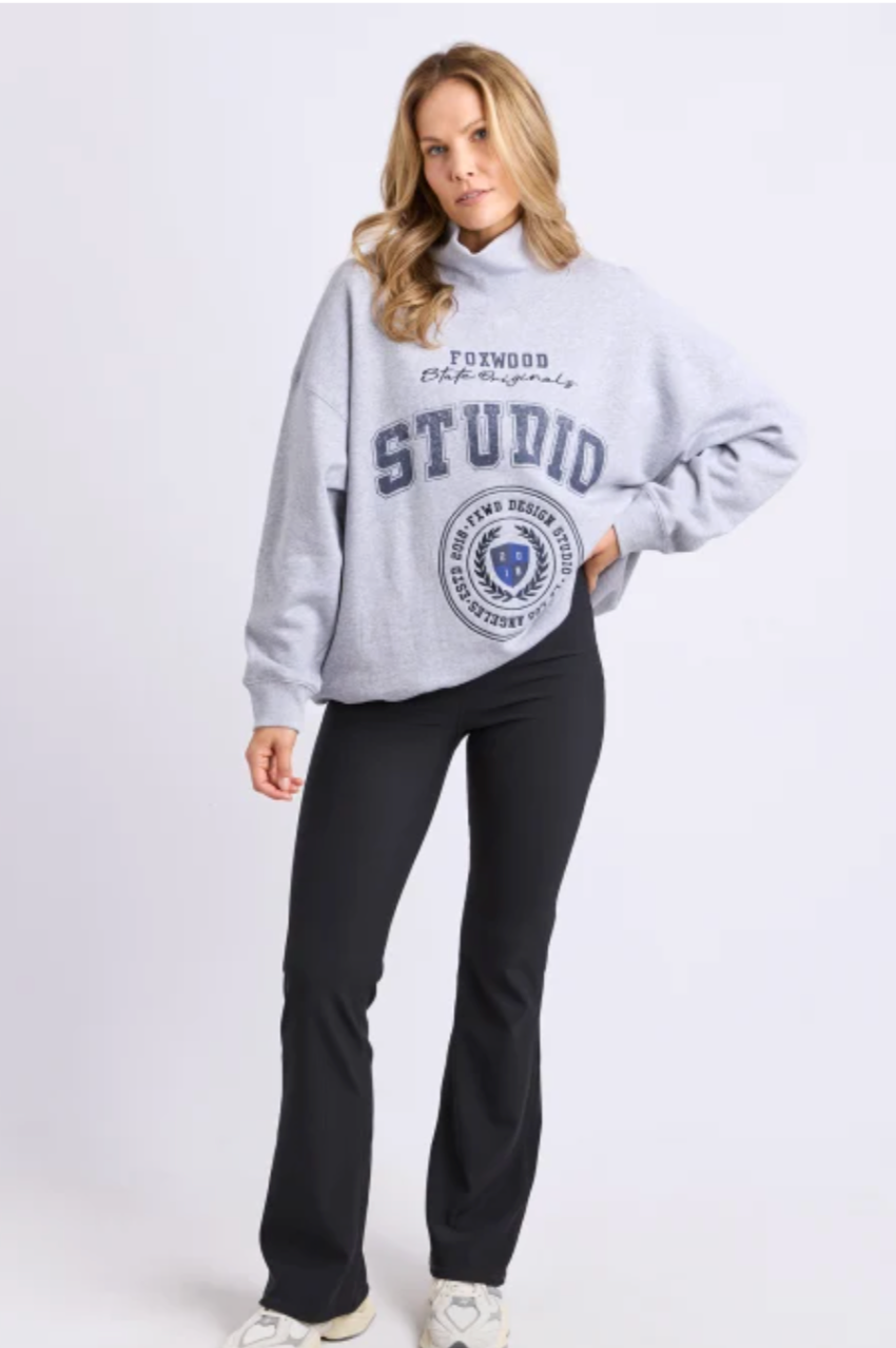 Foxwood Studio Mock Neck Crew - Grey