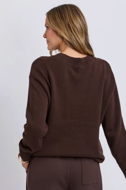 Foxwood Taylor Knit Crew - Coffee Bean