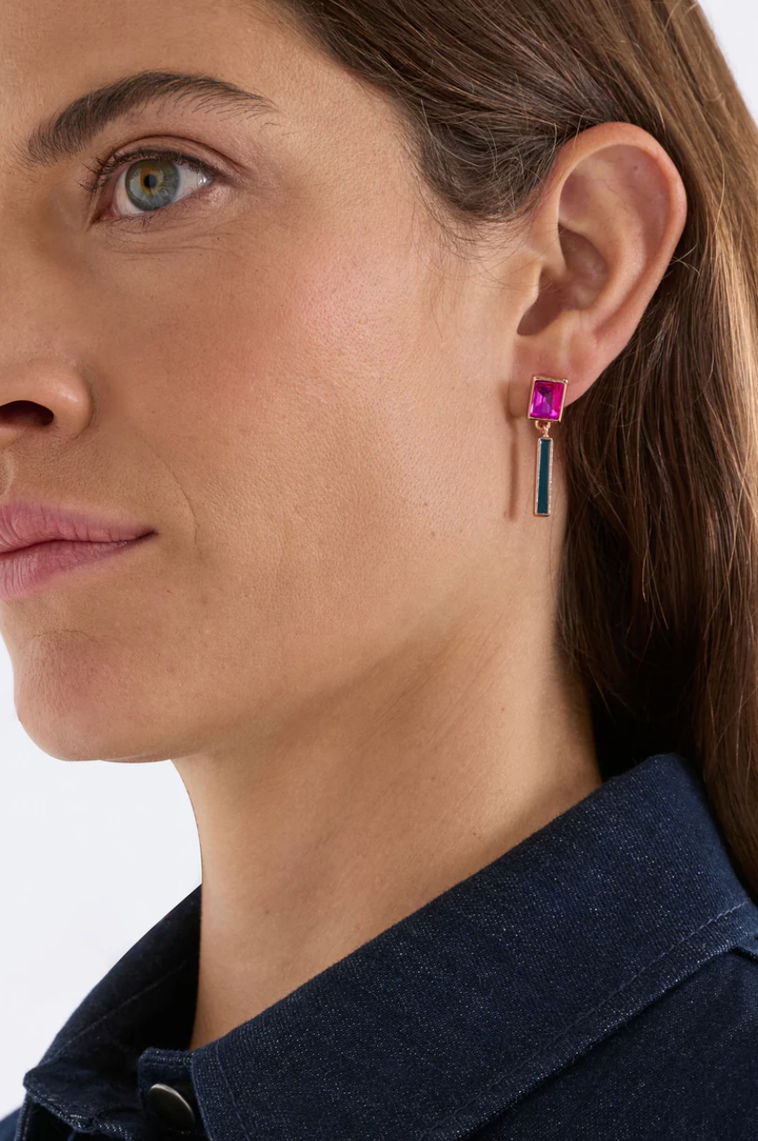 Elk Ival Short Drop Earring - Fuchsia