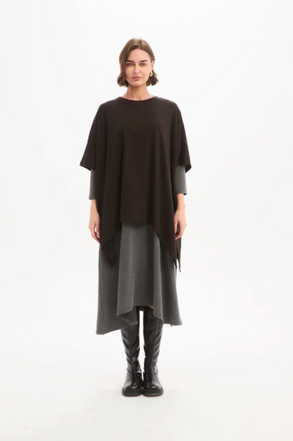 Split Hem Knit Top - Chocolate