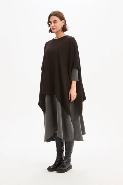 Split Hem Knit Top - Chocolate