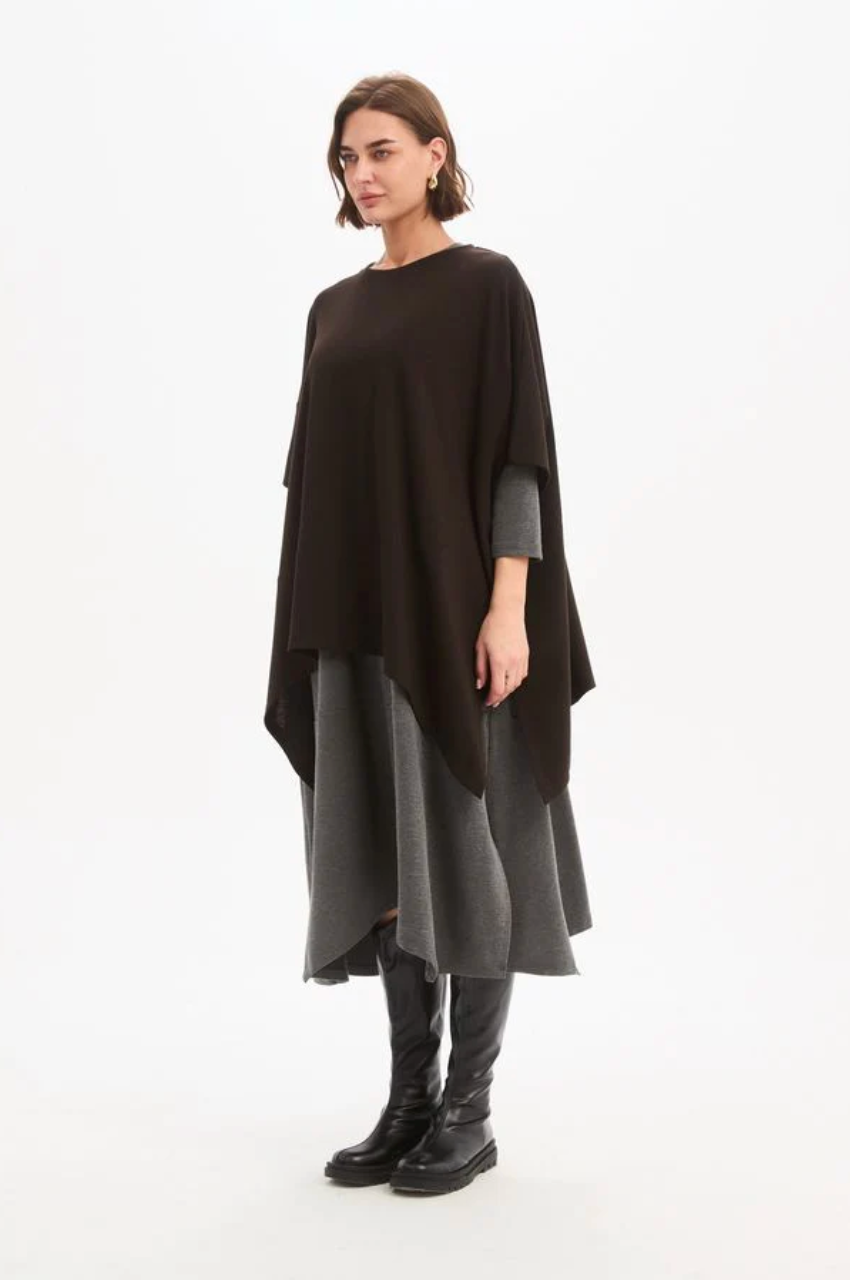Split Hem Knit Top - Chocolate