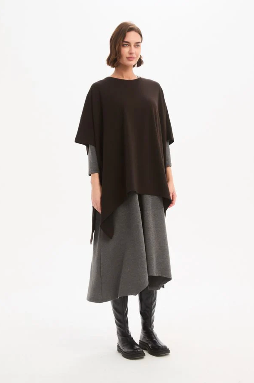Split Hem Knit Top - Chocolate