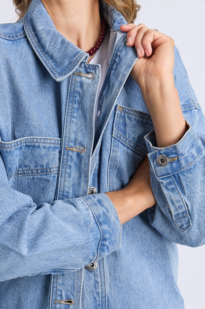 Laura Denim Shacket - Light Blue